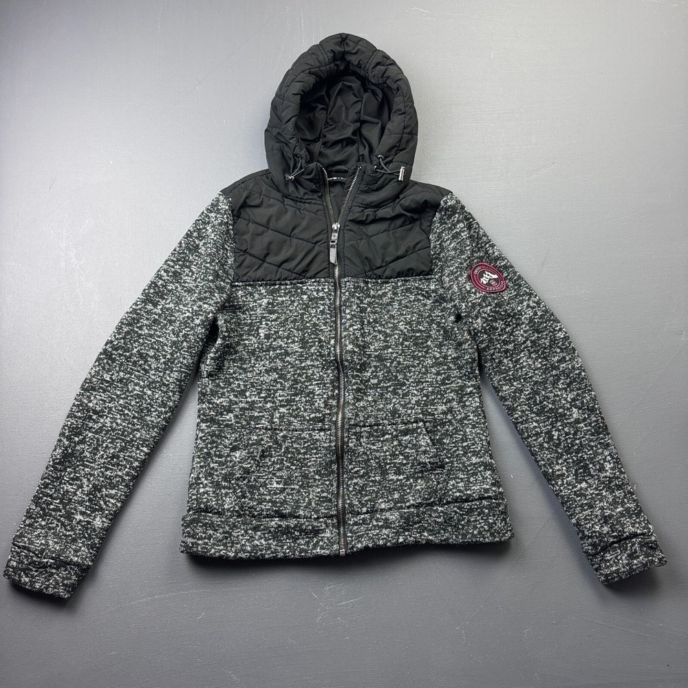 SwissTech Boys Small Black Gray Fleece Full Zip Softshell Winter Hoodie Jacket